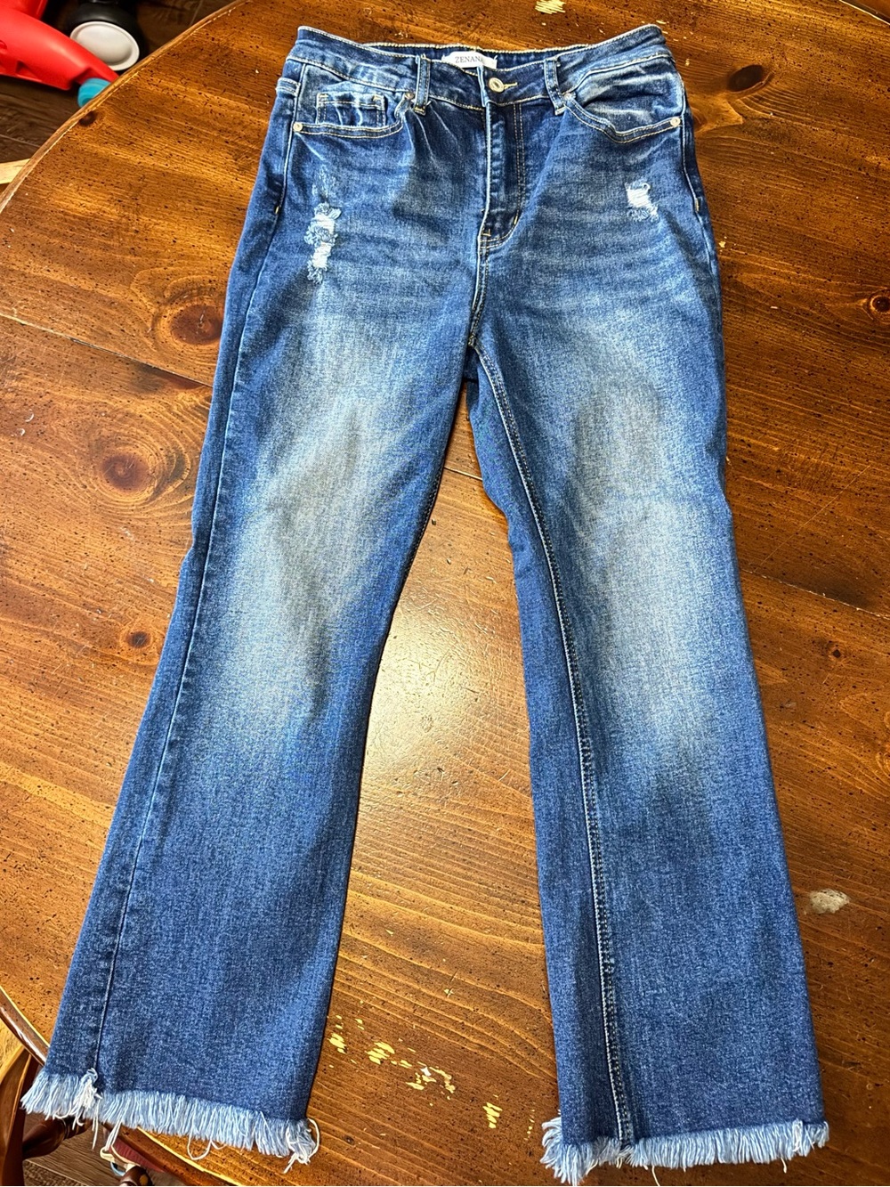 Zenana Crop Raw Hem Womens Jeans